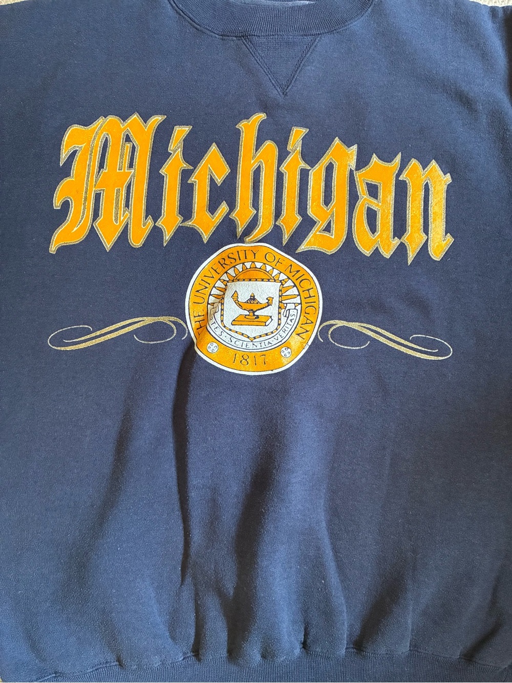 Vintage Michigan Navy Sweatshirt UMich U Michigan Medium